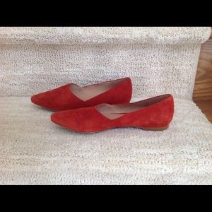 Women's red suede flats